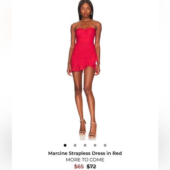 More To Come REVOLVE Red Pink Hearts MARCINE Red Strapless Dress NWT Cocktail - Picture 2 of 7